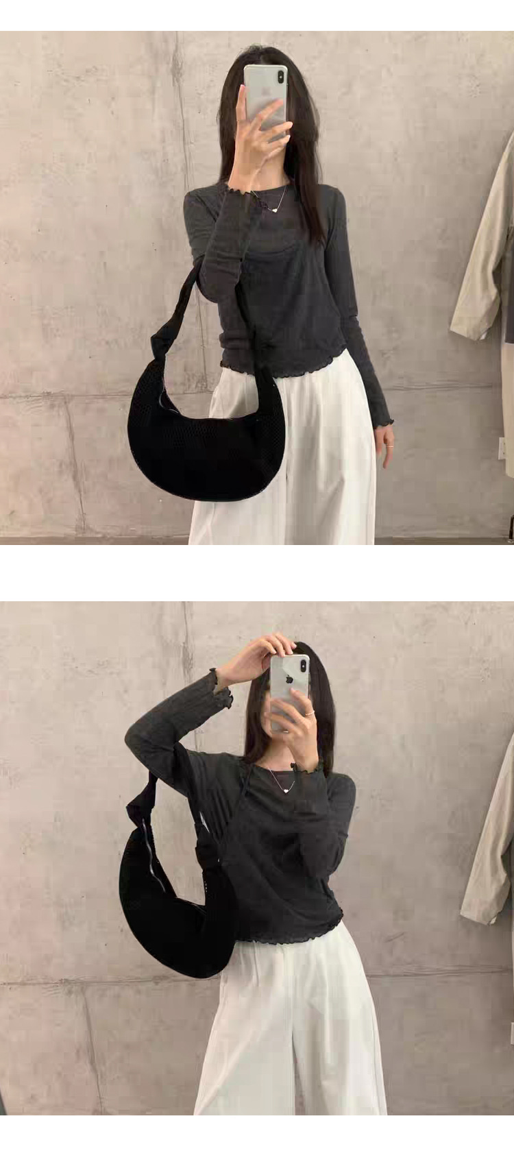 [ONN][NT672]스트링 홀터넥 나시 라운드 니트 세트 구성 꾸안꾸룩 러블리룩 아이보리 카키 먹색 신축성