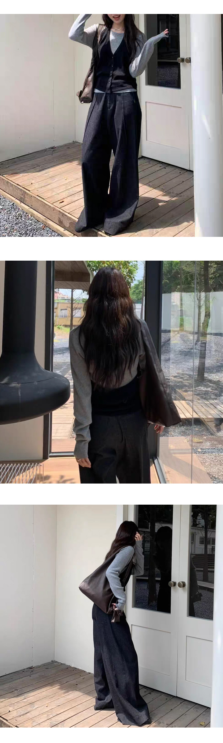 [ONN][NT668]홀터넥 조끼 골지 니트 세트 구성 꾸안꾸룩 러블리룩 그레이 블랙 브라운 니트티 베스트 셋트