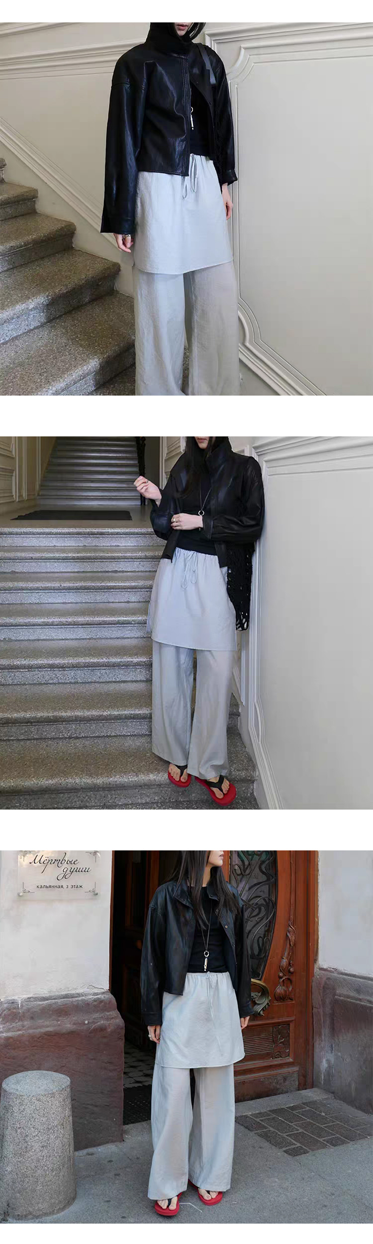 [ONN][JK357]하이넥 시크 레더 셔츠 자켓  가을 아우터 프론트 버튼 포켓 포인트 꾸안꾸 자켓