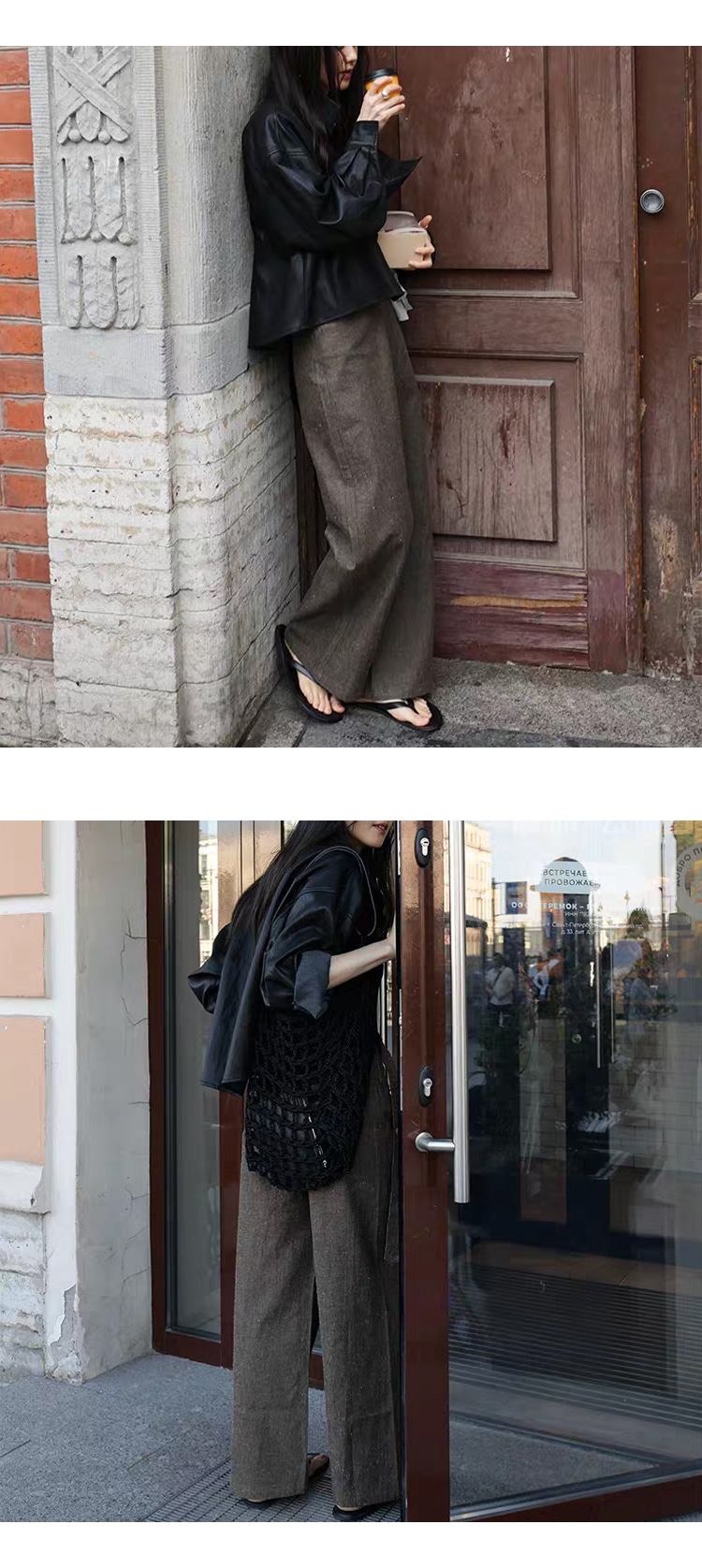 [ONN][JK357]하이넥 시크 레더 셔츠 자켓  가을 아우터 프론트 버튼 포켓 포인트 꾸안꾸 자켓