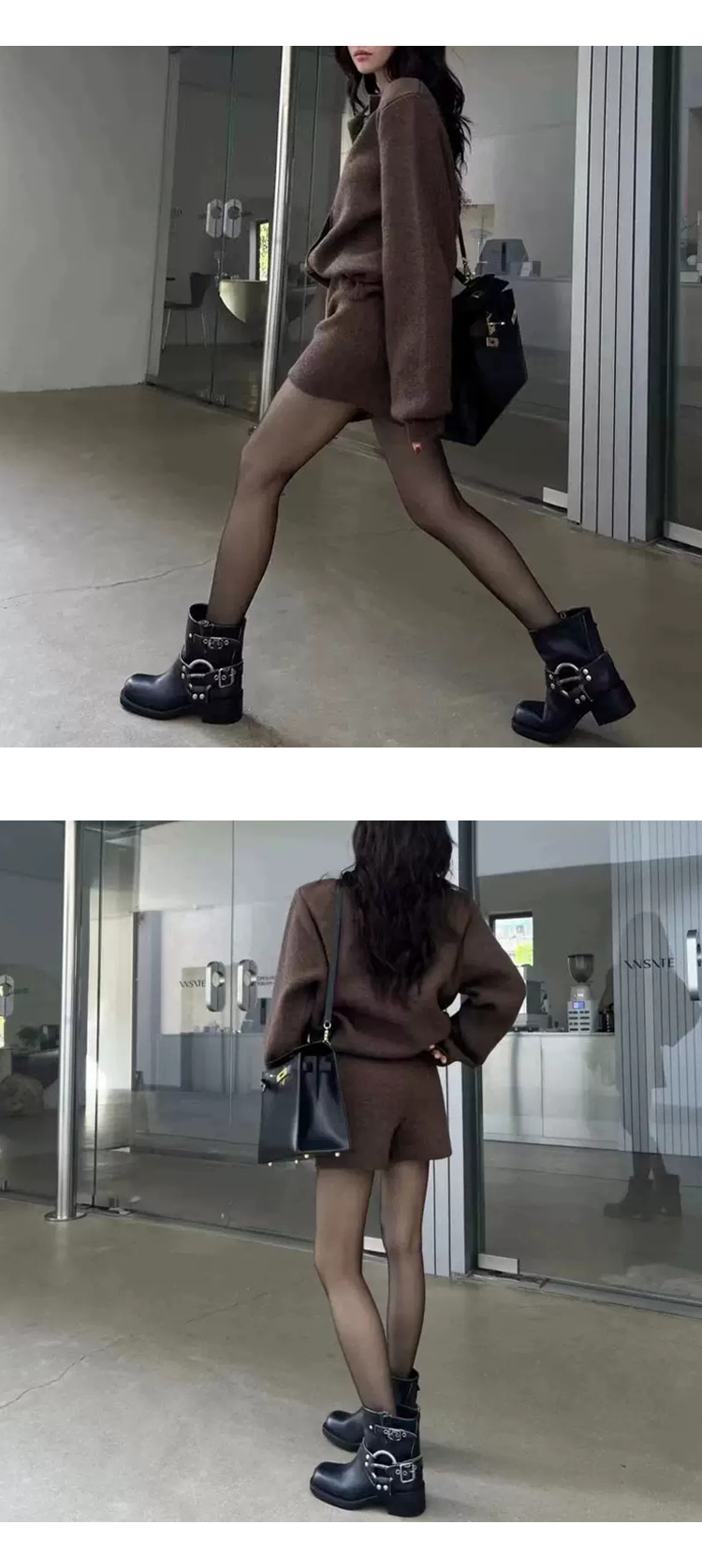 ONN [SET347](가디건+반바지)세트 제품 카라 가디건 반바지 투피스 꾸안꾸 카라넥 간절기 초겨울