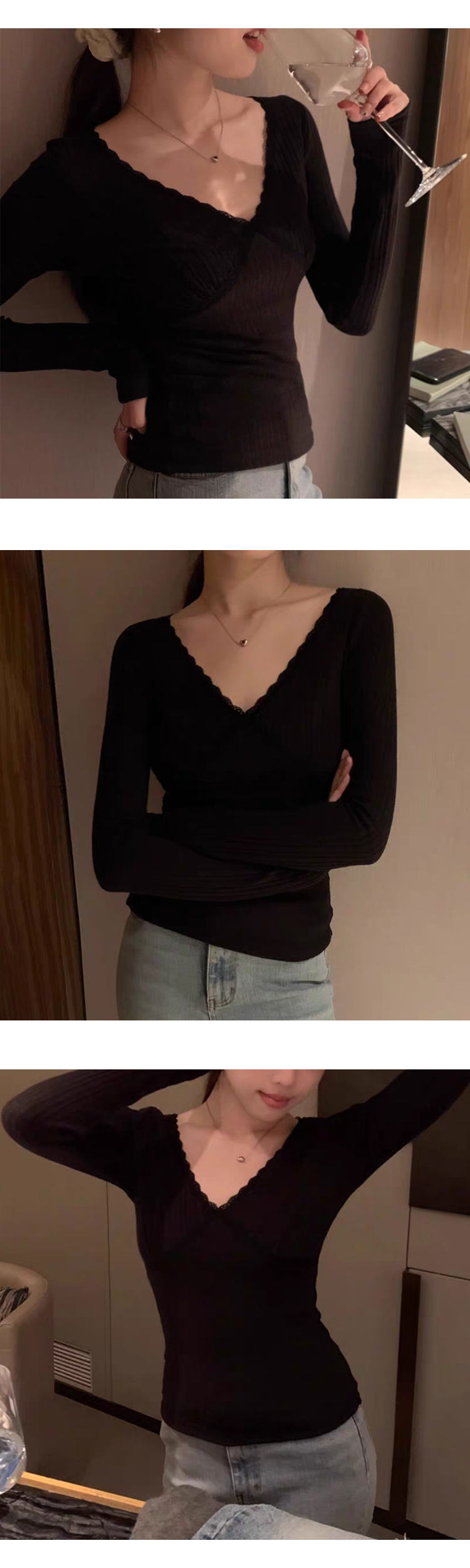 [ONN/ [T299]레이스 골지 티셔츠/루즈핏/군살커버/프리미엄 소재/데일리/필수템/소프트한/긴소매