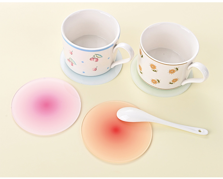 [DOO] 53034890 아크릴 캔디 원형 티코스터 컵받침 9.8cm /손님접대/코스타/커피/컵/코스터/반영구