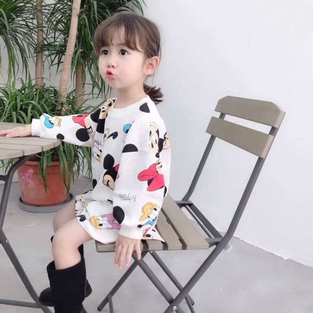 [DOO]45301755/마우스 긴팔원피스/ 미키 미니 캐릭터 여아원피스 면원피스 여아치마 유아원피스