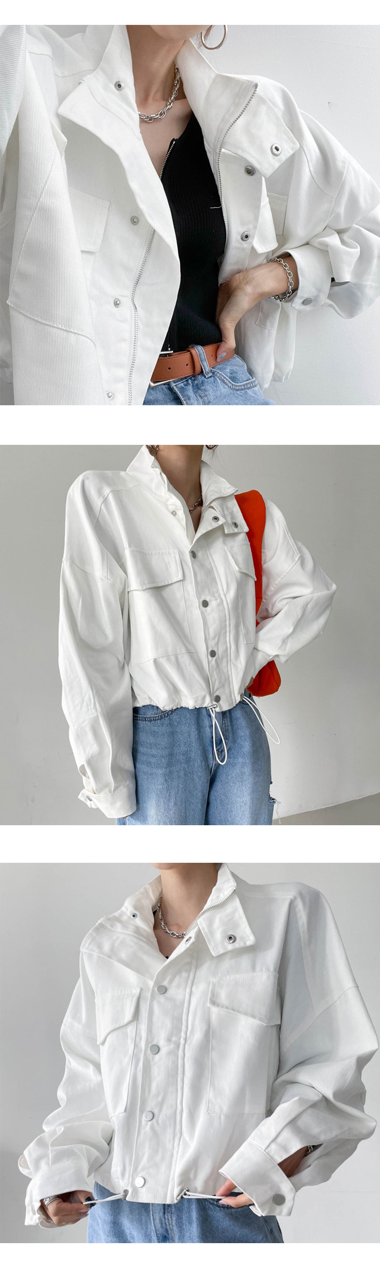 무료[ONN][JP126]하이넥 오버핏 스트링 크롭 야상 점퍼/데일리코디/ 빅사이즈/데일리룩/고퀄리티/극찬룩/데일리코디/데일리룩