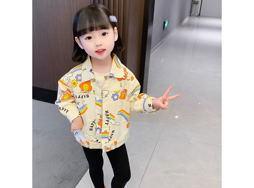 [DOO]28308970 무지개 꽃송이 자켓  구름 해피 여아 봄 점퍼 어린이 데님 소재 아동 자켓 점퍼