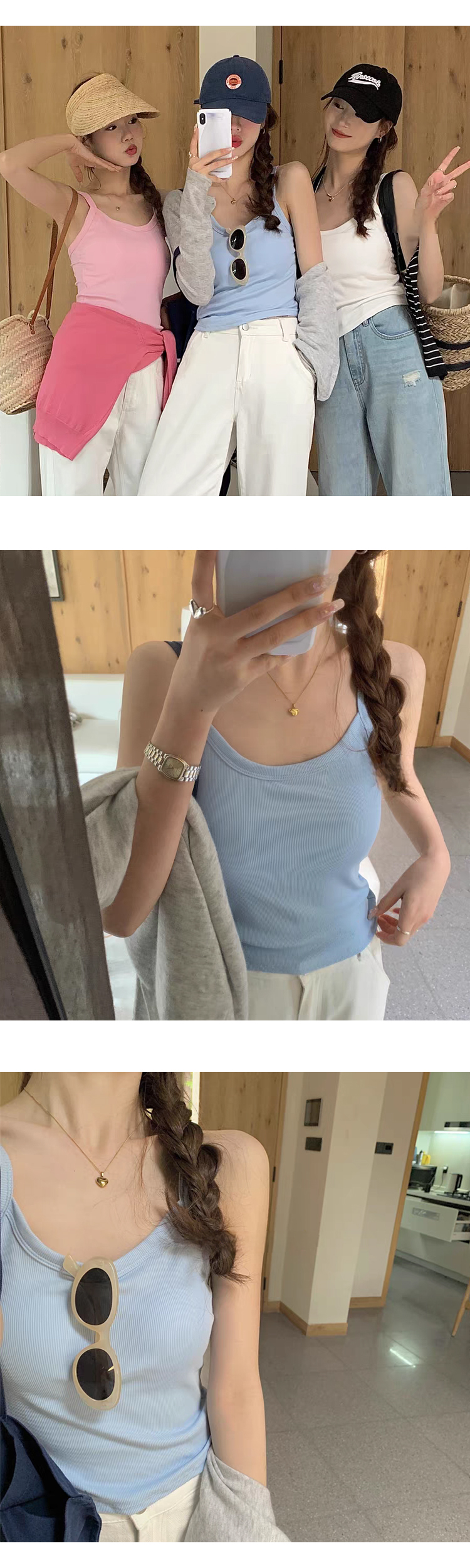 [ONN/ [T302]골지 캡나시 캡 내장 베이직 레이어드 이너템 색상다양 끈 라운드 해변룩 컬러다양