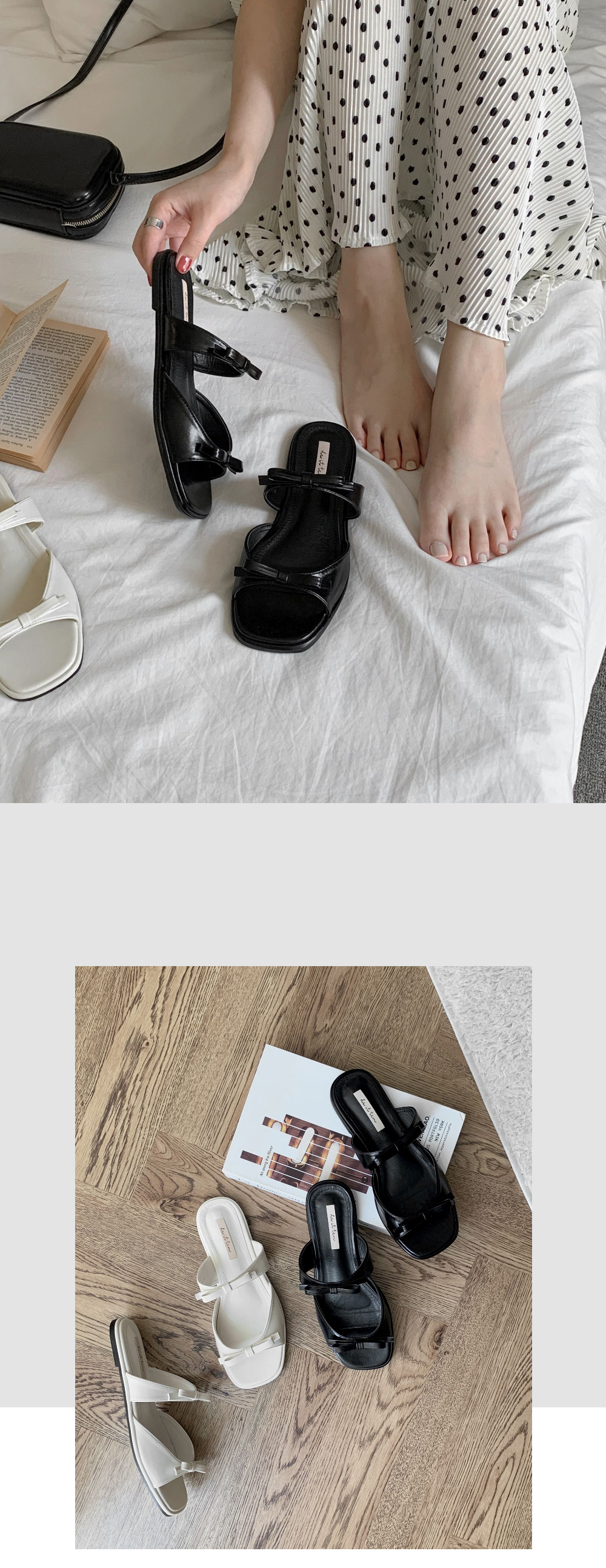 무료/[LUC/  5136 (2color) 낮은굽 편한 리본 스트랩 샌들(1.5cm)  여름 스타일스트랩 구두 웨지샌들   발편한 슬리퍼 엣지