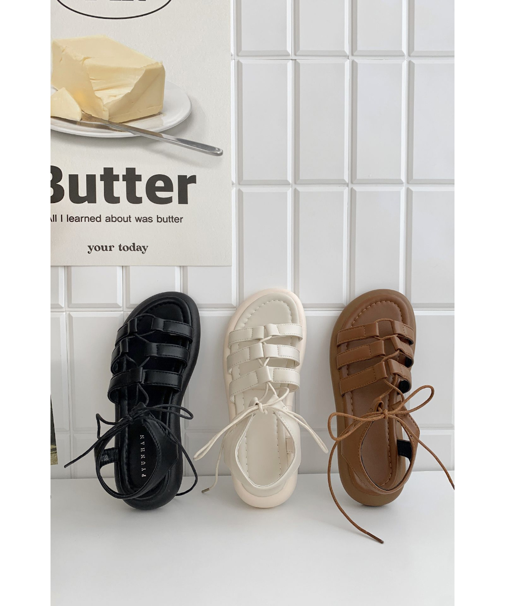 무료/[LUC/  701 (3color) 세줄 디자인 끈 발편한 스트랩 샌들(2.5cm) 웨지샌들 슬리퍼 엣지  귀여운 스타일 웨지 샌들