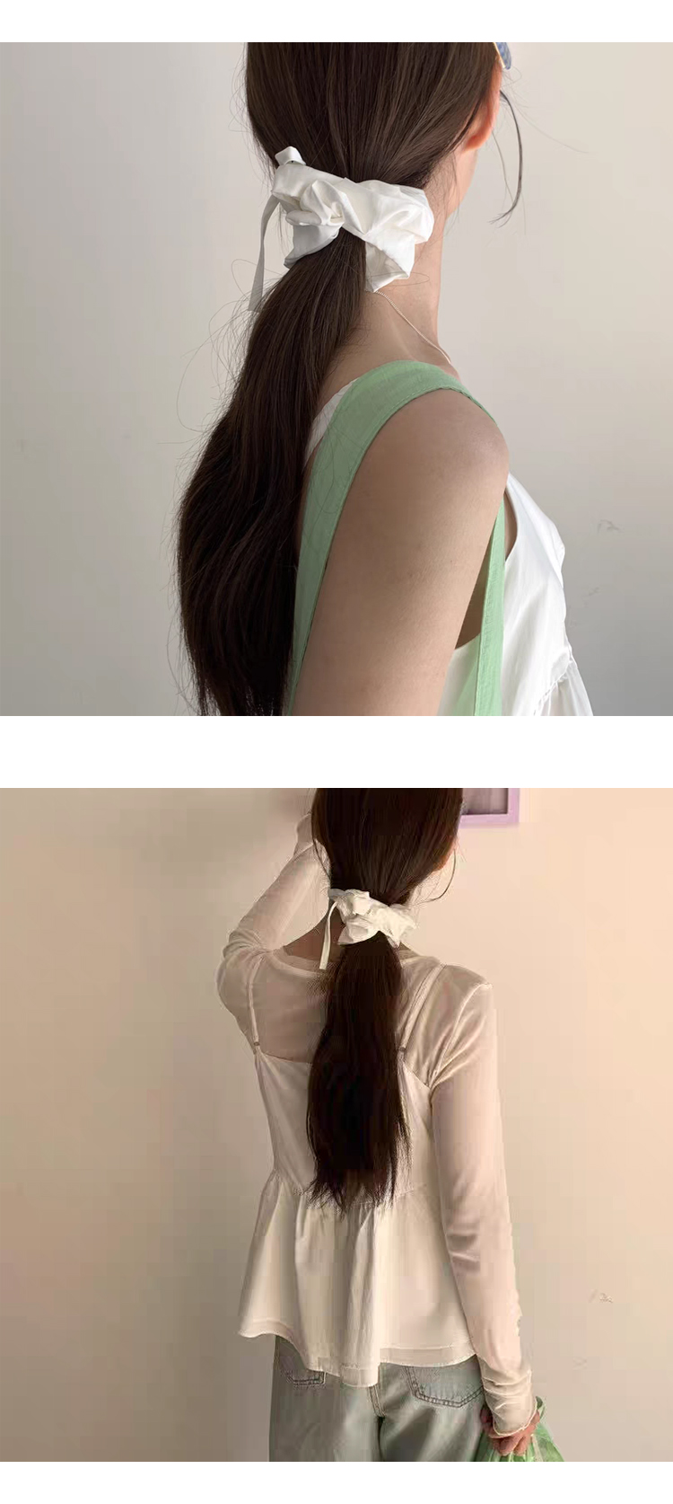 무료 [ONN/ [BL622]뷔스티에 셔링 나시 블라우스 이너웨어 브이넥 끈나시 플레어 밑단 헤어밴드 세트 