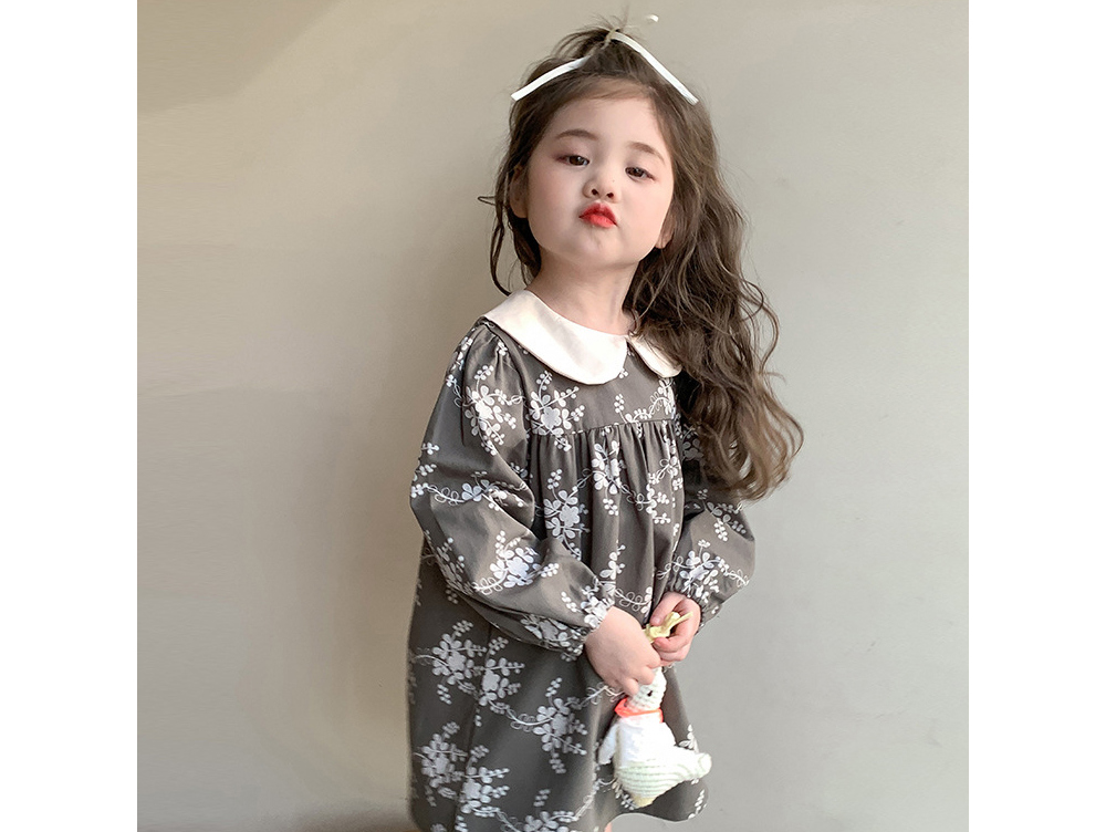 [DOO/55300286 흰카라 꽃패턴 원피스 여아 드레스 귀여운 라운드 편한 치마 고급 재질 예쁜 드레스