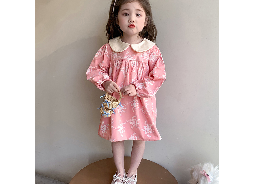[DOO/55300286 흰카라 꽃패턴 원피스 여아 드레스 귀여운 라운드 편한 치마 고급 재질 예쁜 드레스