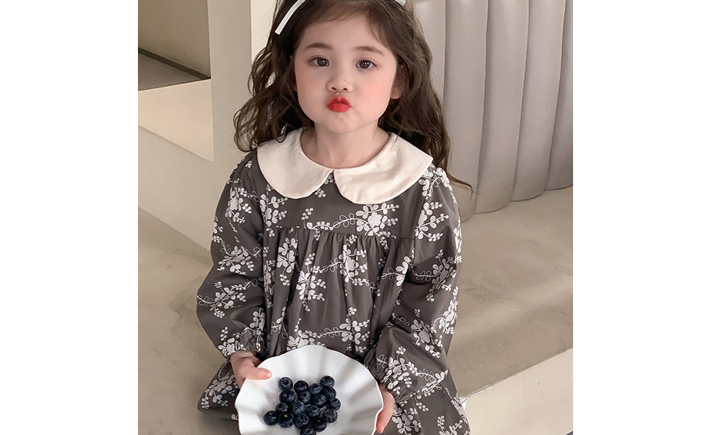 [DOO/55300286 흰카라 꽃패턴 원피스 여아 드레스 귀여운 라운드 편한 치마 고급 재질 예쁜 드레스