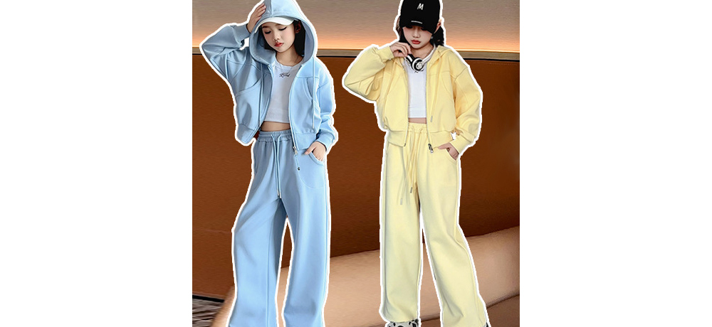 [DOO/ 55382523 후드숏탑 언니 트레이닝복 세트 청소년 어린이 운동복 무용 모자 점퍼 와이드 팬츠