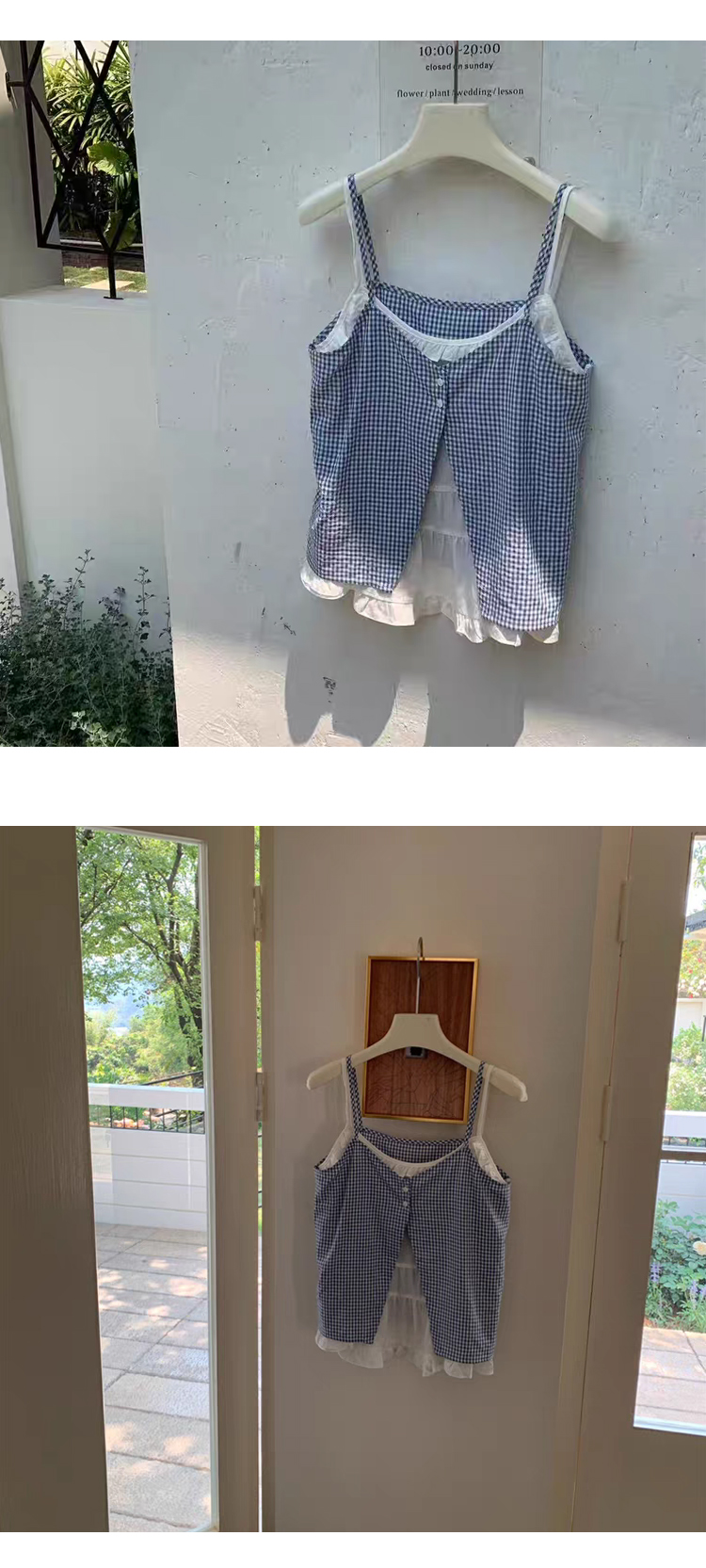 [ONN/ [BL626]레이어드 뷔스티에 나시 블라우스 레이어드 나시 끈 브이넥 앞 단추 코디룩 체형커버 여름 블라우스