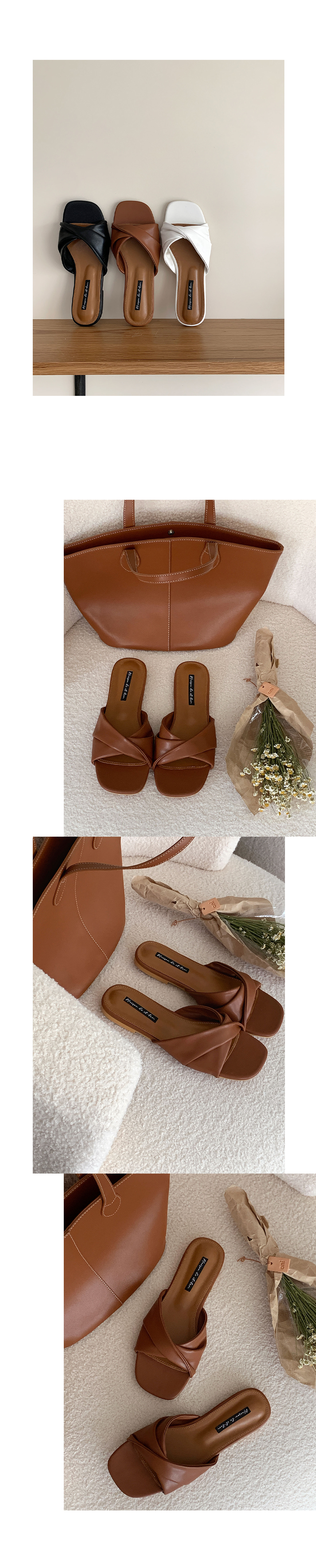 [LUC]IM.3476 (3color) 여성 여름 꼬임 슬리퍼(2cm) 블랙 화이트 브라운 225~250