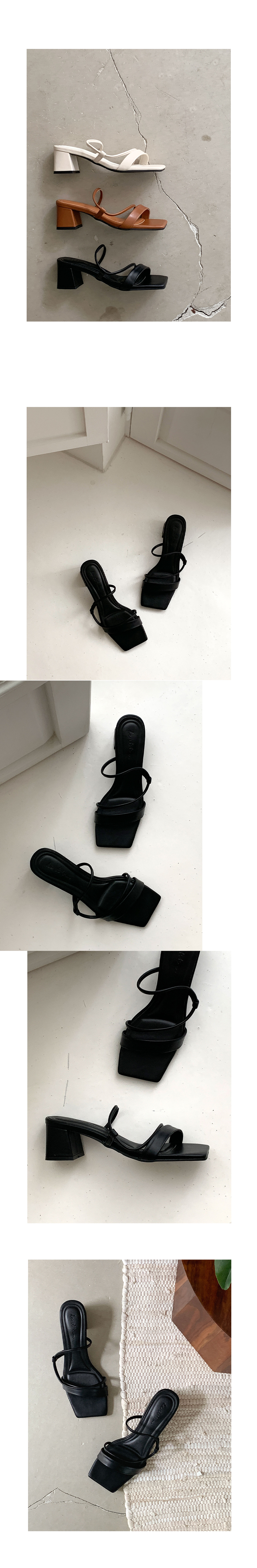 [LUC]  IM.4000 (3color) 깔끔한 여성 샌들 사선 스트랩 통굽뮬(6cm) 블랙 화이트 브라운 225~250