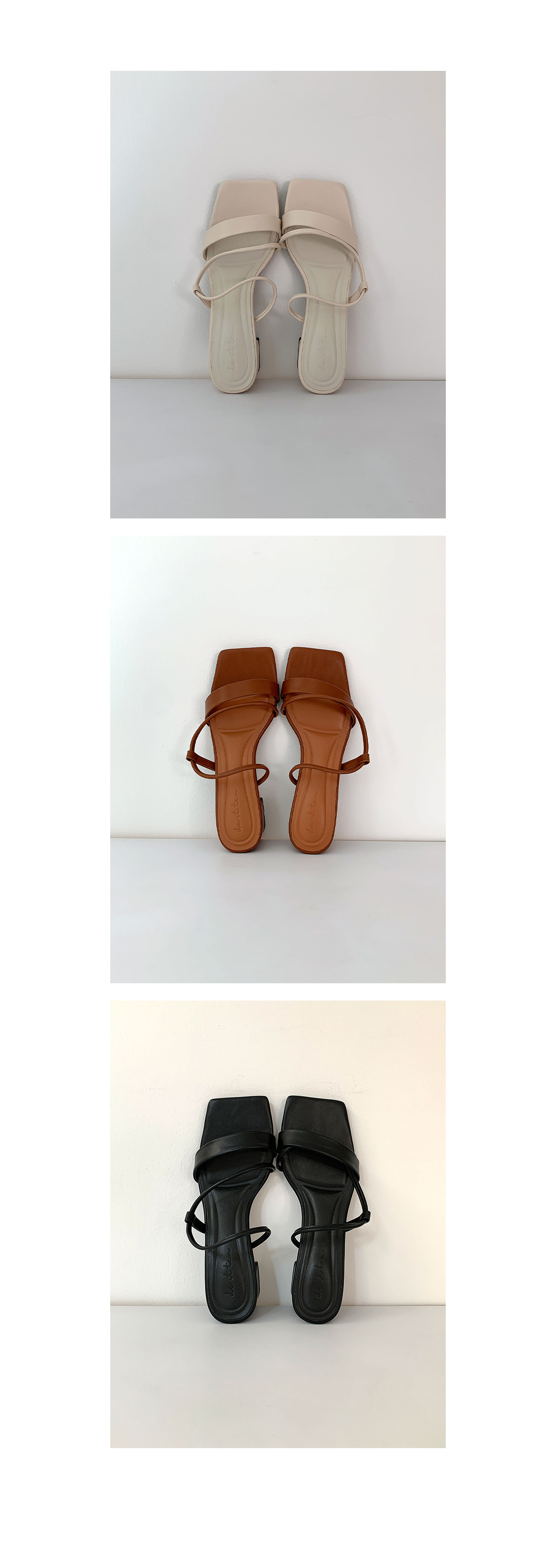 [LUC]  IM.4000 (3color) 깔끔한 여성 샌들 사선 스트랩 통굽뮬(6cm) 블랙 화이트 브라운 225~250