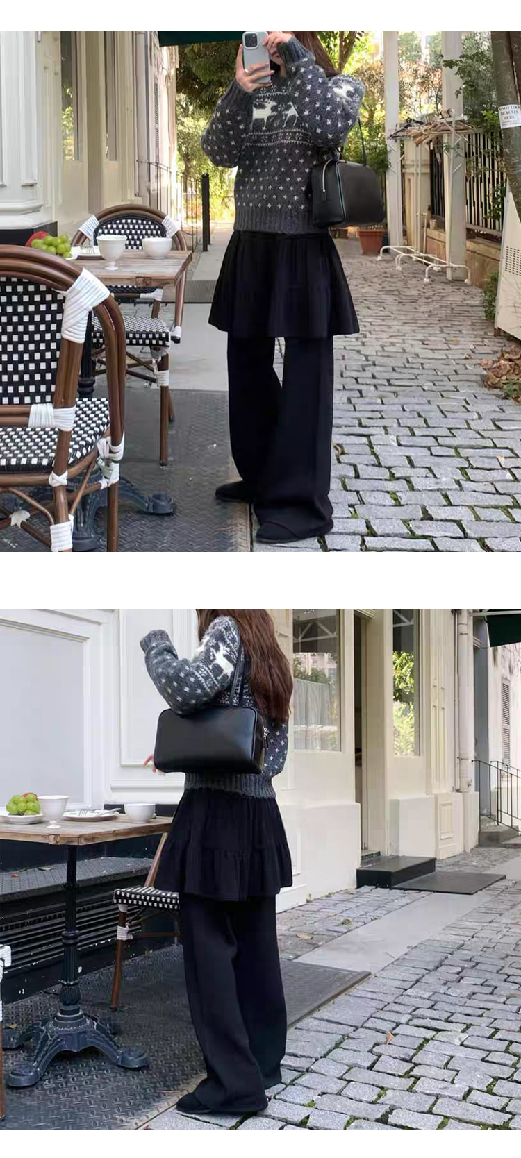 ONN [NT706] 겨울 라운드넥 사슴 노르딕 울 니트