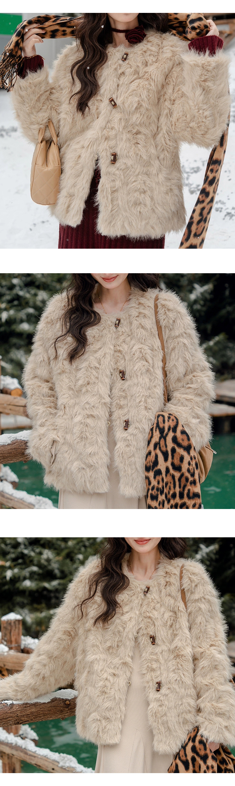 무료ONN[JK377] 페이크퍼 떡볶이 자켓 라운드넥 모던스타일 윈터 아우터