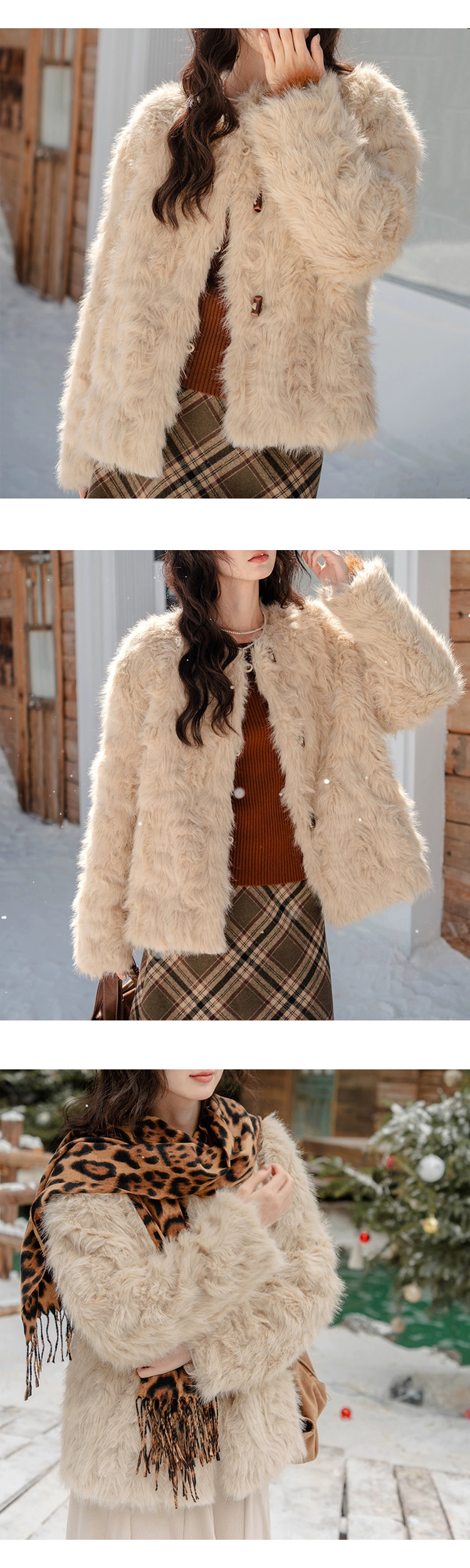 무료ONN[JK377] 페이크퍼 떡볶이 자켓 라운드넥 모던스타일 윈터 아우터