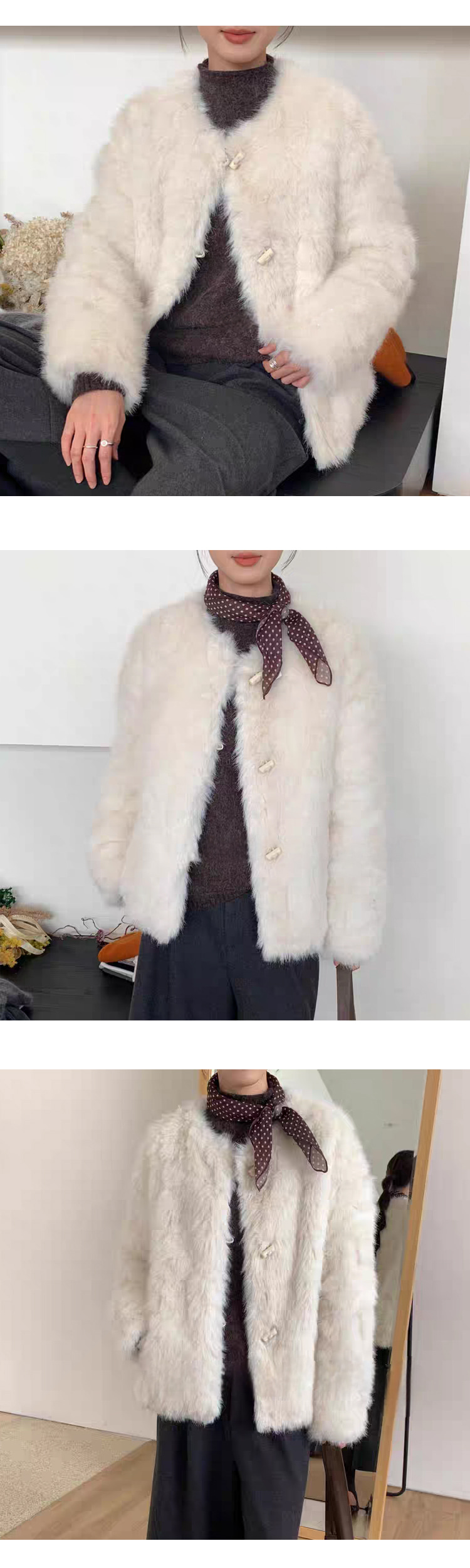 무료ONN[JK377] 페이크퍼 떡볶이 자켓 라운드넥 모던스타일 윈터 아우터