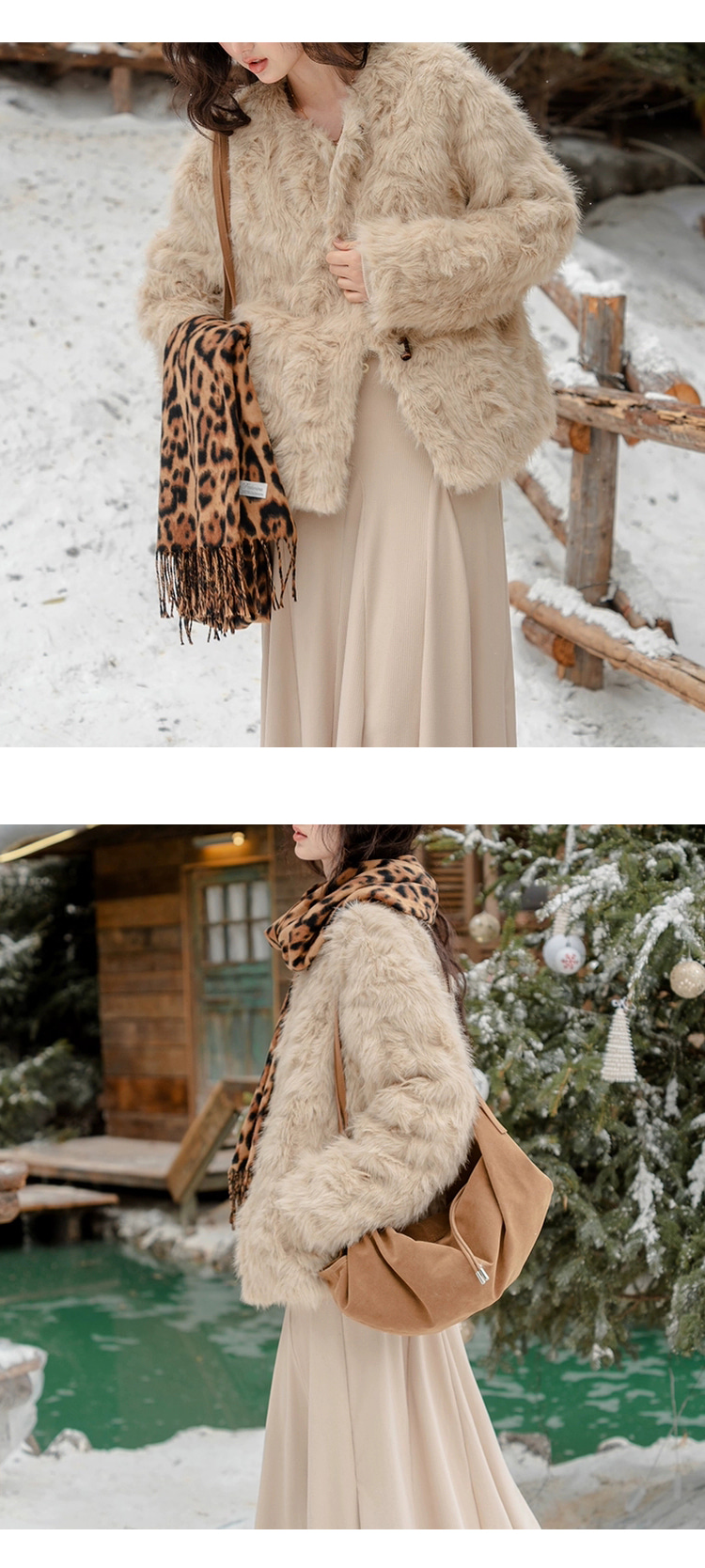 무료ONN[JK377] 페이크퍼 떡볶이 자켓 라운드넥 모던스타일 윈터 아우터