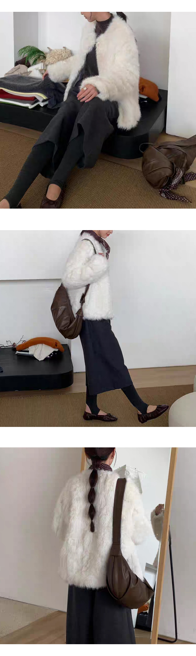 무료ONN[JK377] 페이크퍼 떡볶이 자켓 라운드넥 모던스타일 윈터 아우터