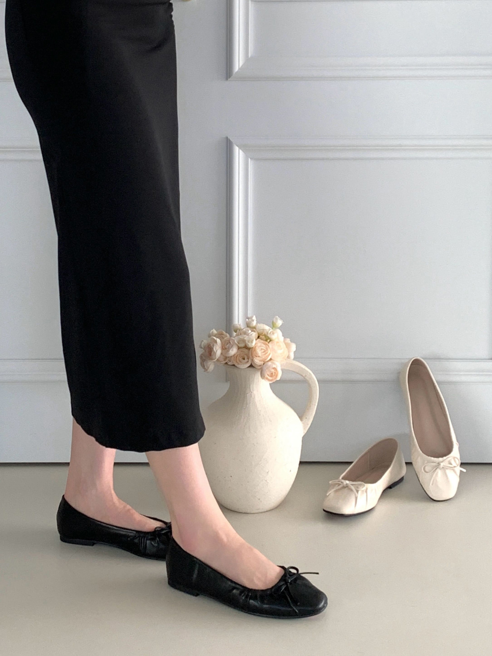 무료/[LUC]/5242 리본 플랫 슈즈 여성 엣지 슈즈 단화 슈즈 투라인 단화 구두 발편한 신발 면접룩 신입룩