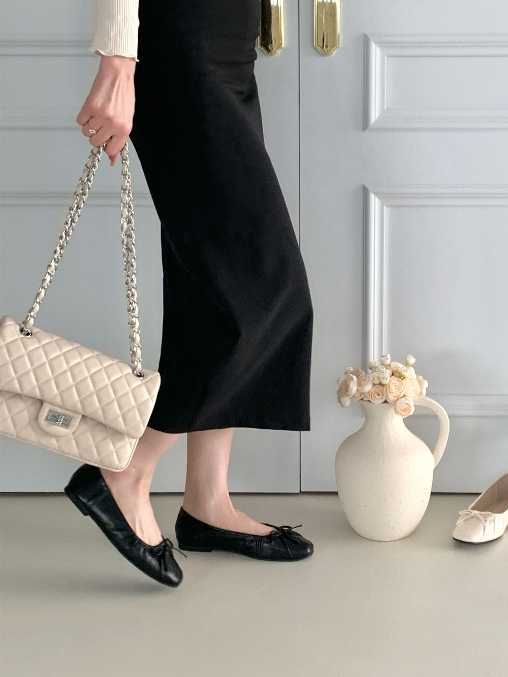 무료/[LUC]/5242 리본 플랫 슈즈 여성 엣지 슈즈 단화 슈즈 투라인 단화 구두 발편한 신발 면접룩 신입룩