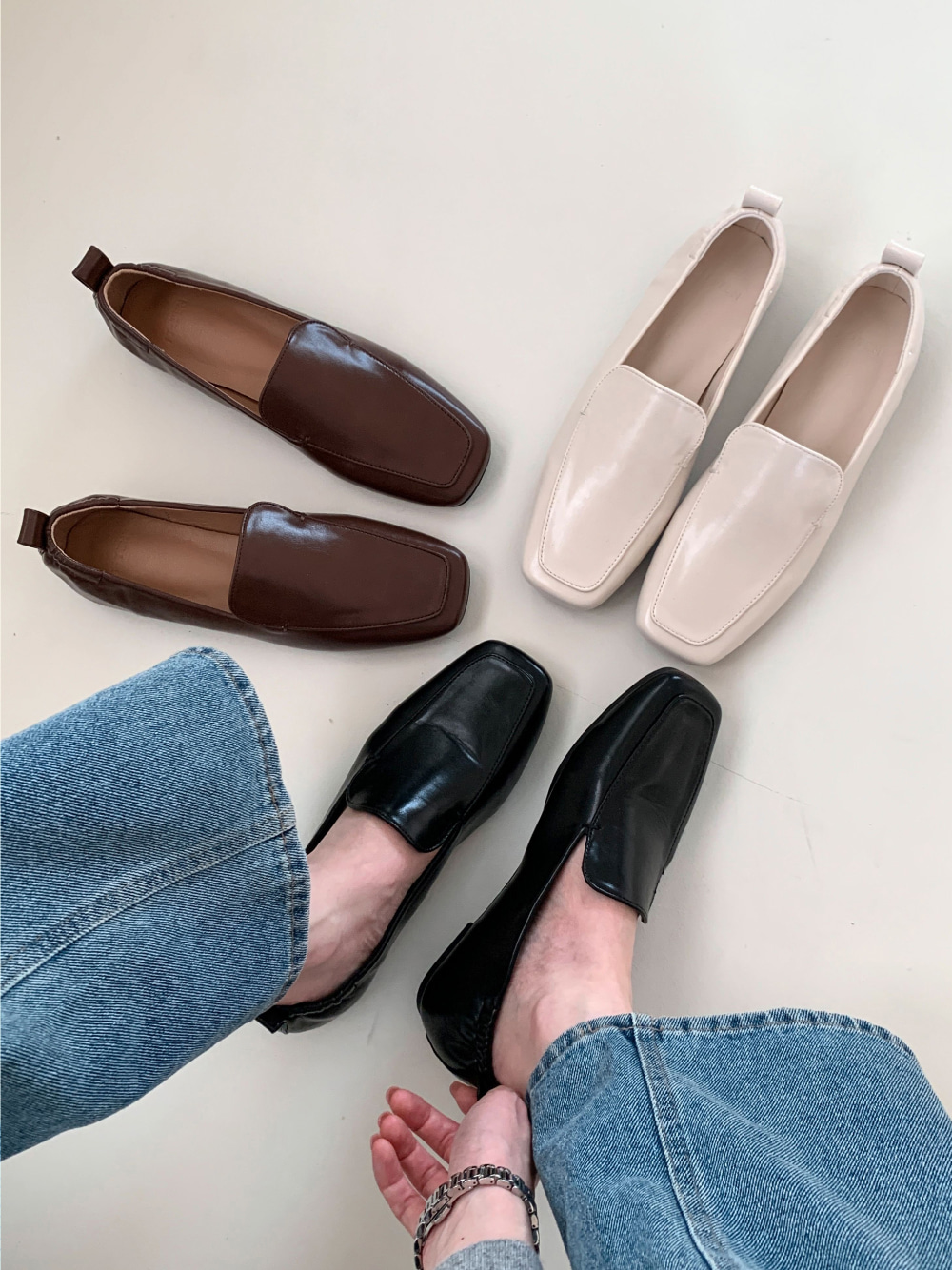 무료/[LUC]/5220 (3color) 정장 캐쥬얼 슈즈 여성  슈즈 단화 구두 굽낮은 스커트, 바지 모두 어울리는 신발