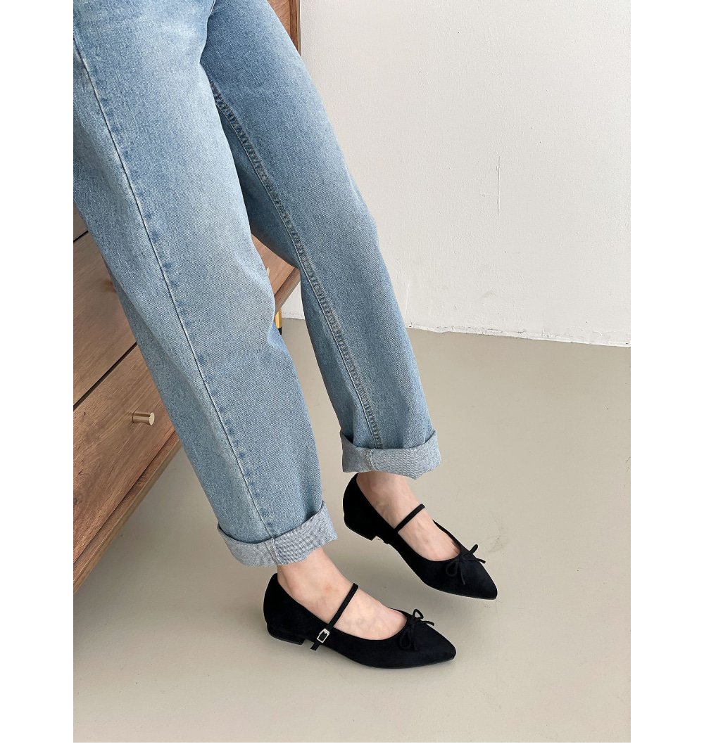 무료/[LUC]/5156 간지나는 리본 포인트 정장 캐쥬얼 슈즈 여성  뾰족 슈즈 단화 세무 구두 굽낮은 플랫슈즈 