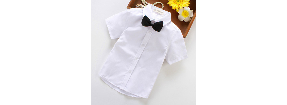 [DOO]14619650 아동 행사용 흰색 반팔 남방  유아 어린이집  유치원 연주회  나비 넥타이 남녀공용 카라 남방 셔츠 재롱잔치