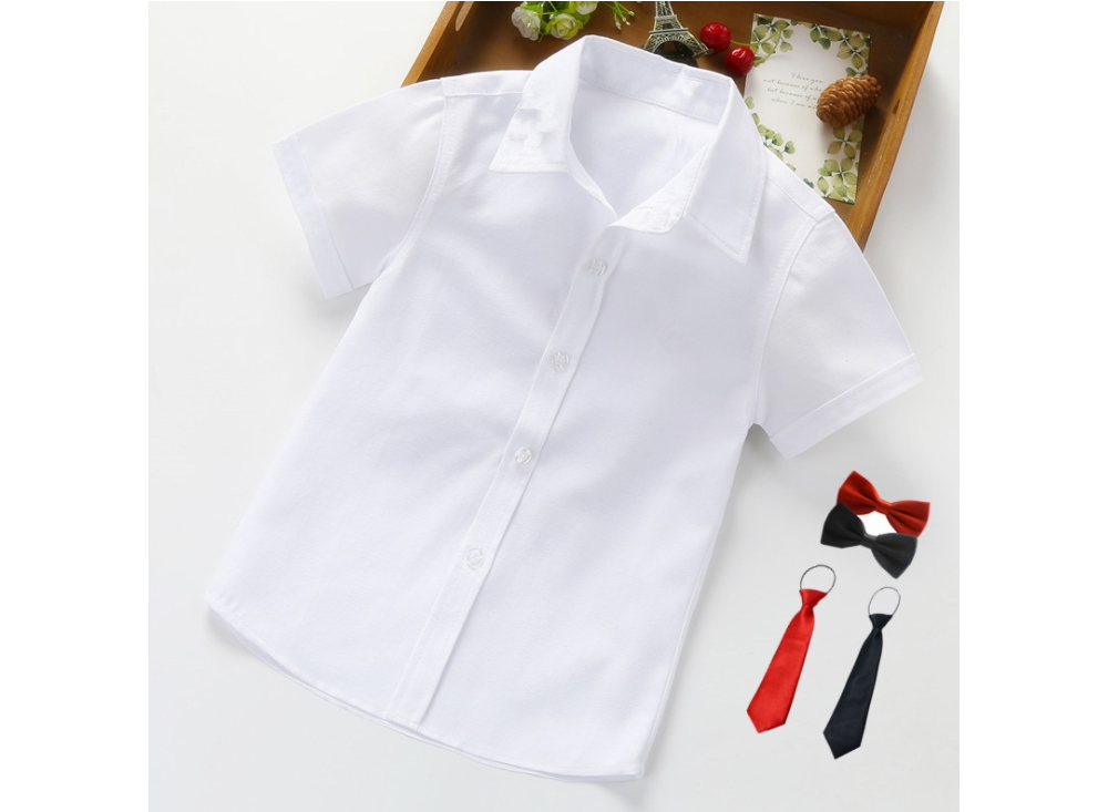 [DOO]14619650 아동 행사용 흰색 반팔 남방  유아 어린이집  유치원 연주회  나비 넥타이 남녀공용 카라 남방 셔츠 재롱잔치