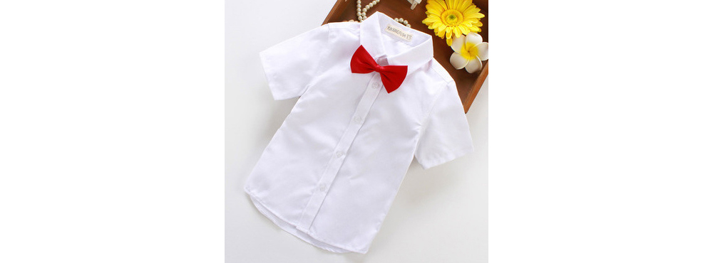 [DOO]14619650 아동 행사용 흰색 반팔 남방  유아 어린이집  유치원 연주회  나비 넥타이 남녀공용 카라 남방 셔츠 재롱잔치