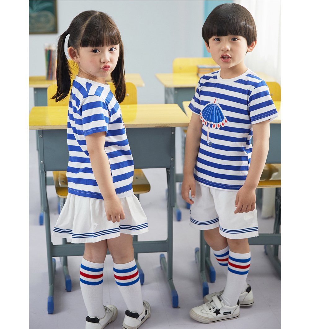 [DOO]8826868 우산 줄무늬 파란 줄무늬 상하복 남,여 유아동 세트제품