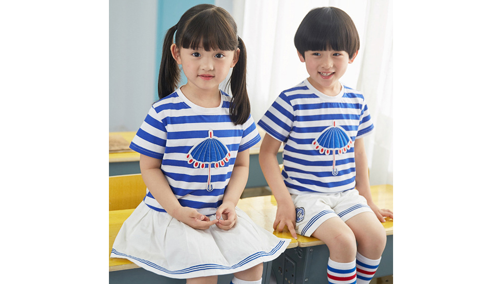 [DOO]8826868 우산 줄무늬 파란 줄무늬 상하복 남,여 유아동 세트제품