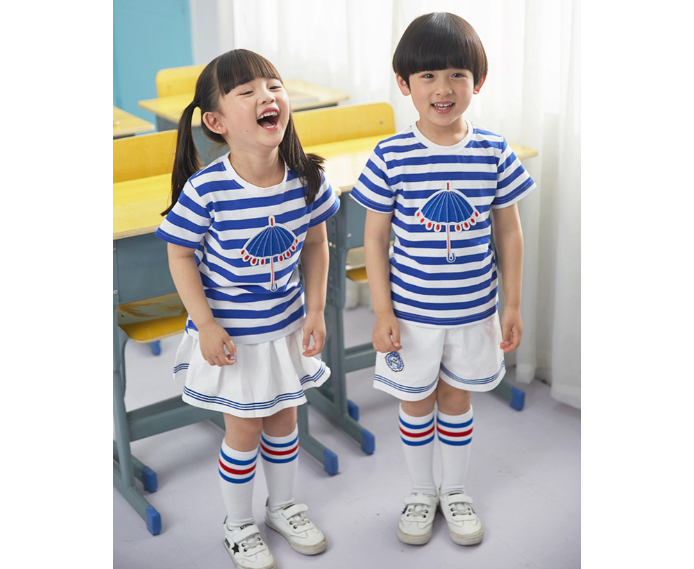 [DOO]8826868 우산 줄무늬 파란 줄무늬 상하복 남,여 유아동 세트제품