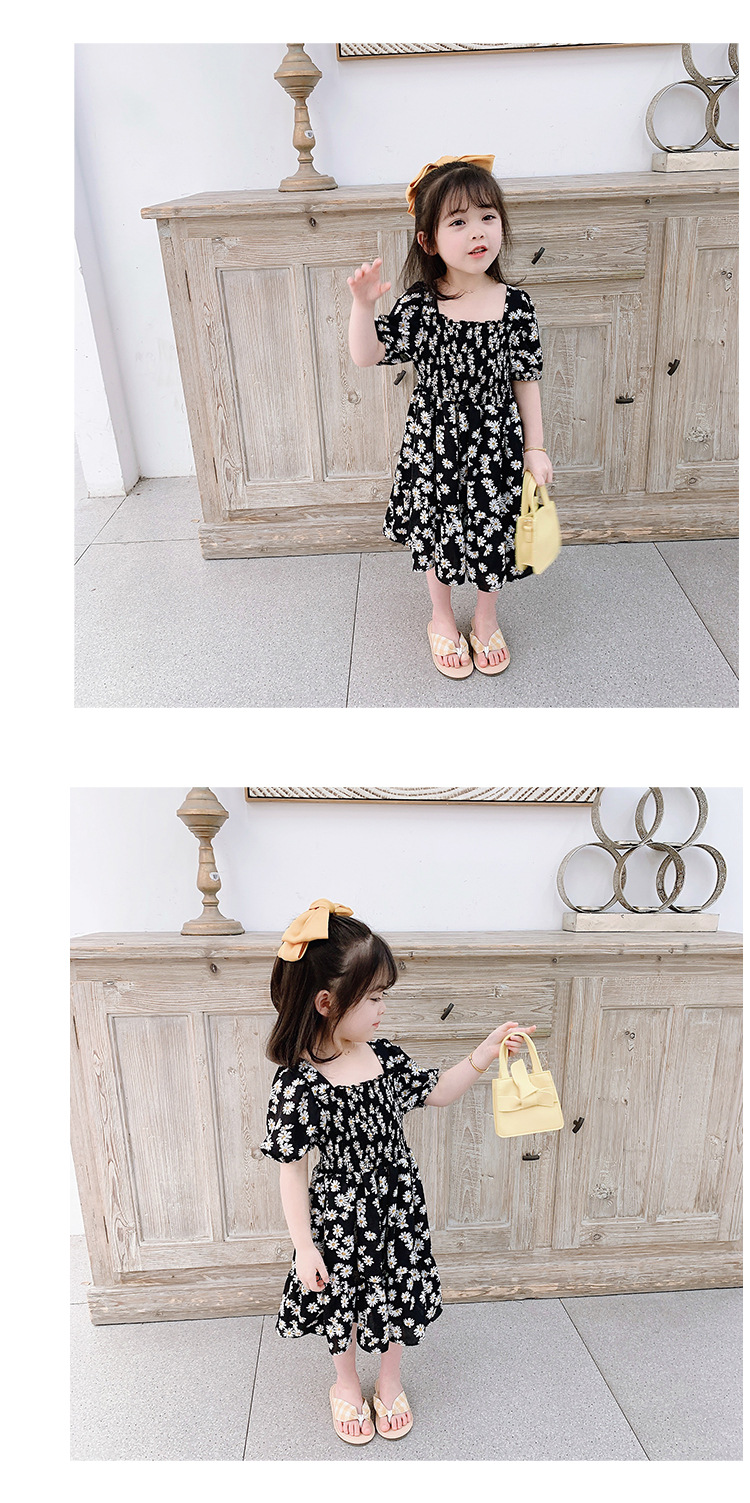 [DOO]10293850 흰꽃 블랙원피스 끈 모양 유아 원피스 여름 바캉스 