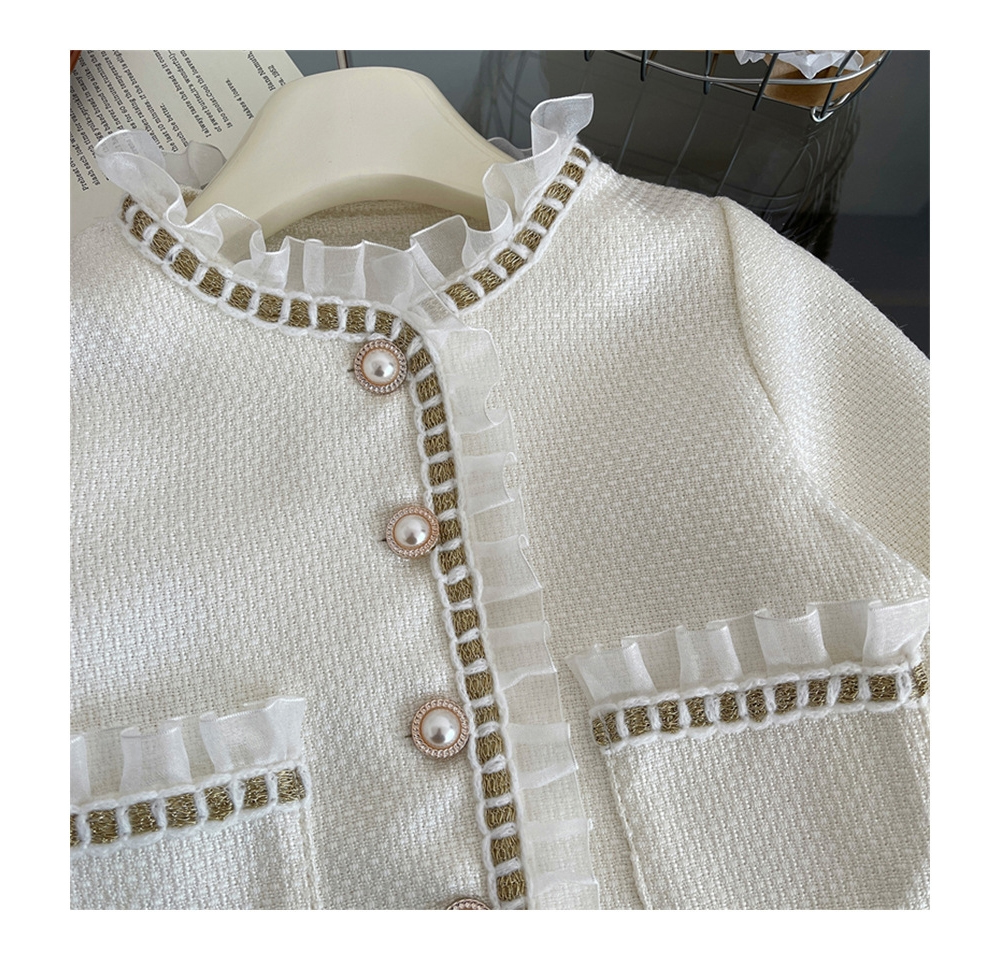 [DOO]64666974아이보리 트위드 자켓 플리츠 스커트 세트 