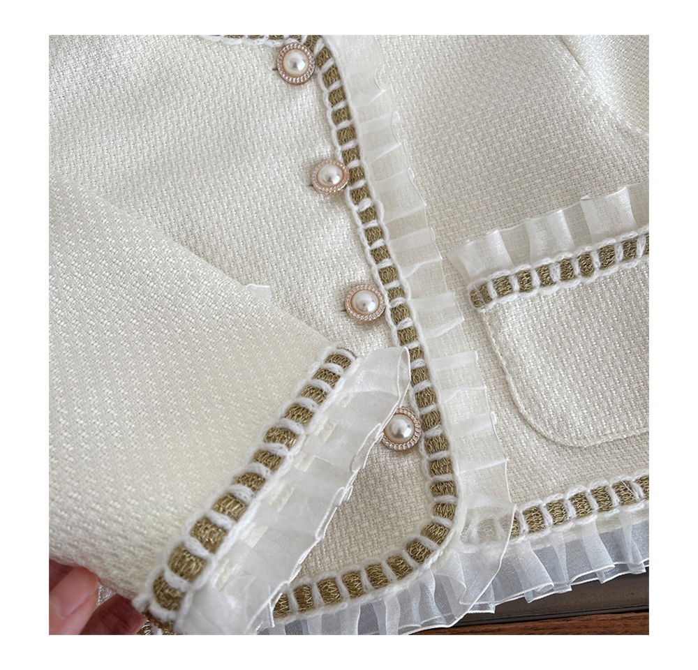 [DOO]64666974아이보리 트위드 자켓 플리츠 스커트 세트 