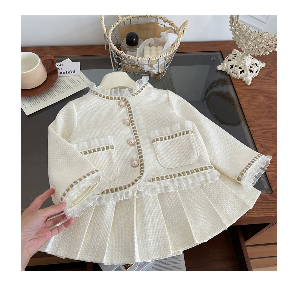 [DOO]64666974아이보리 트위드 자켓 플리츠 스커트 세트 