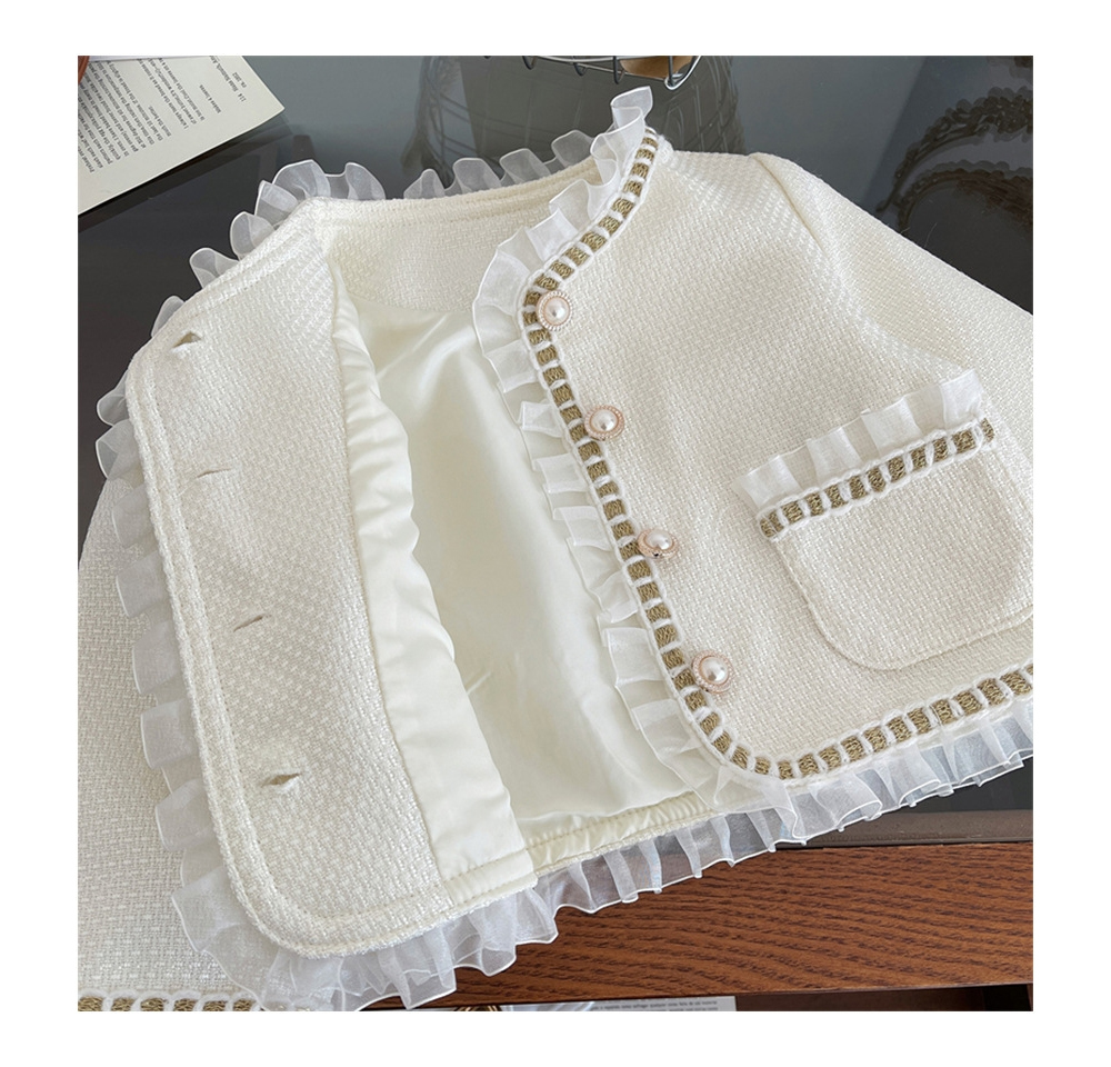 [DOO]64666974아이보리 트위드 자켓 플리츠 스커트 세트 