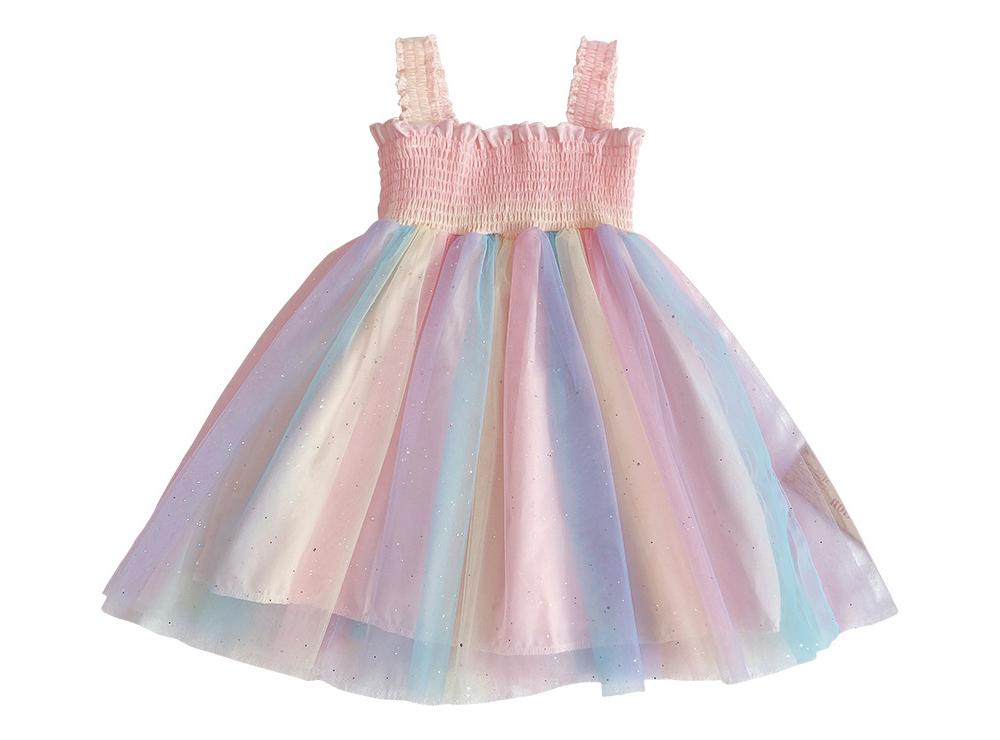 [DOO]26657640 여자 레인보우 민소매 원피스 요정 치마 프릴 끈 플레어 스커트