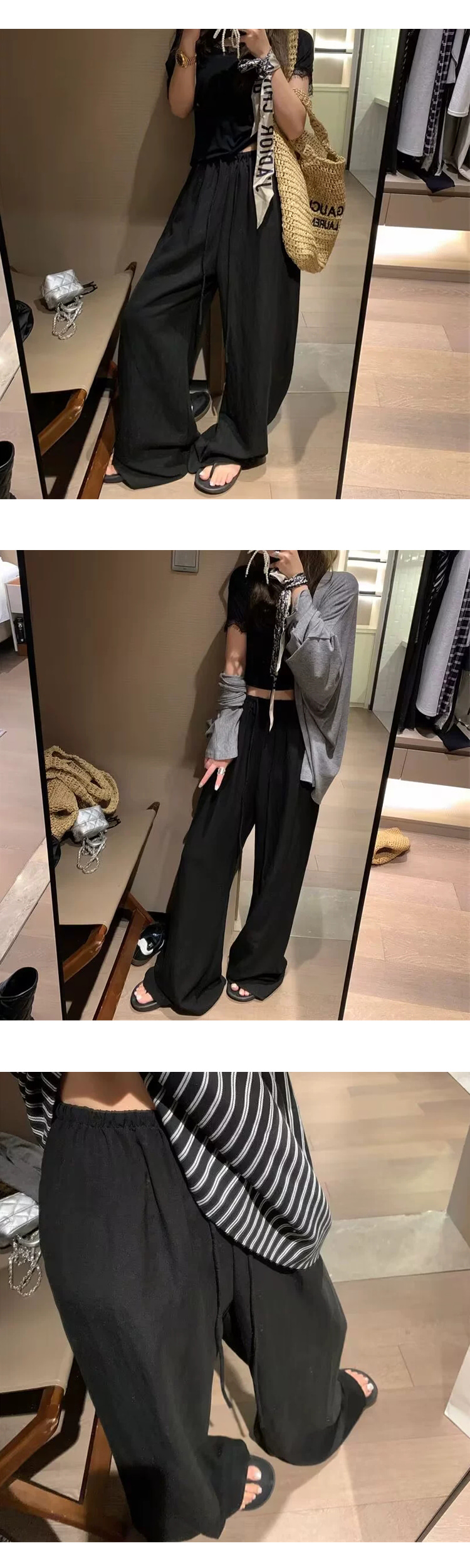 [PT290]린넨 밴딩 와이드 팬츠 체형커버 편한 여름 바지