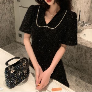 [ONN / [OPS781] 트윙클 큐빅 카라 미니 원피스/세련된/니트/정장 /모임룩/감성핏/슬림핏