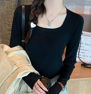 [제이스]P0000CPL/스퀘어 긴팔 니트(2Color)/데일리룩/감각적인/매력적인/여성스러운 /세련된/라운드넥