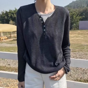 무료[ONN/[NT637]시스루 골지 레이어드 니트 버튼 라운드넥 레이어드룩 루즈핏 골지 루즈핏 꾸아꾸룩