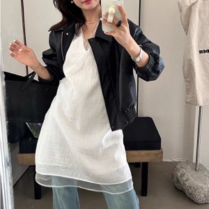 무료[ONN/[OPS1441]쉬폰 레이어드 나시 미니 원피스 시스루 여리여리 브이넥 옆지퍼 A라인 원피스