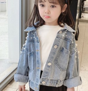 [DOO/ 13011727 은하수펄 청자켓 진주 구슬 데님 자켓 여아 여자 아이 자켓 점퍼 봄 청옷